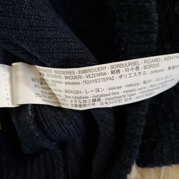 VGUC Zara Knit Floral Sequin Embroidered 3/4 Sleeves Top Sweater Size L - Picture 9 of 13